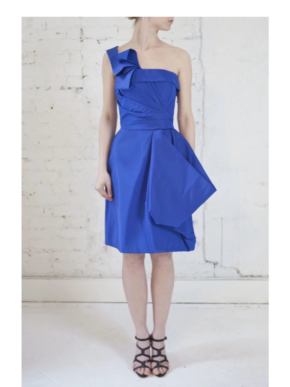 Oscar de la Renta Royal Blue One-Shoulder Cocktail Dress